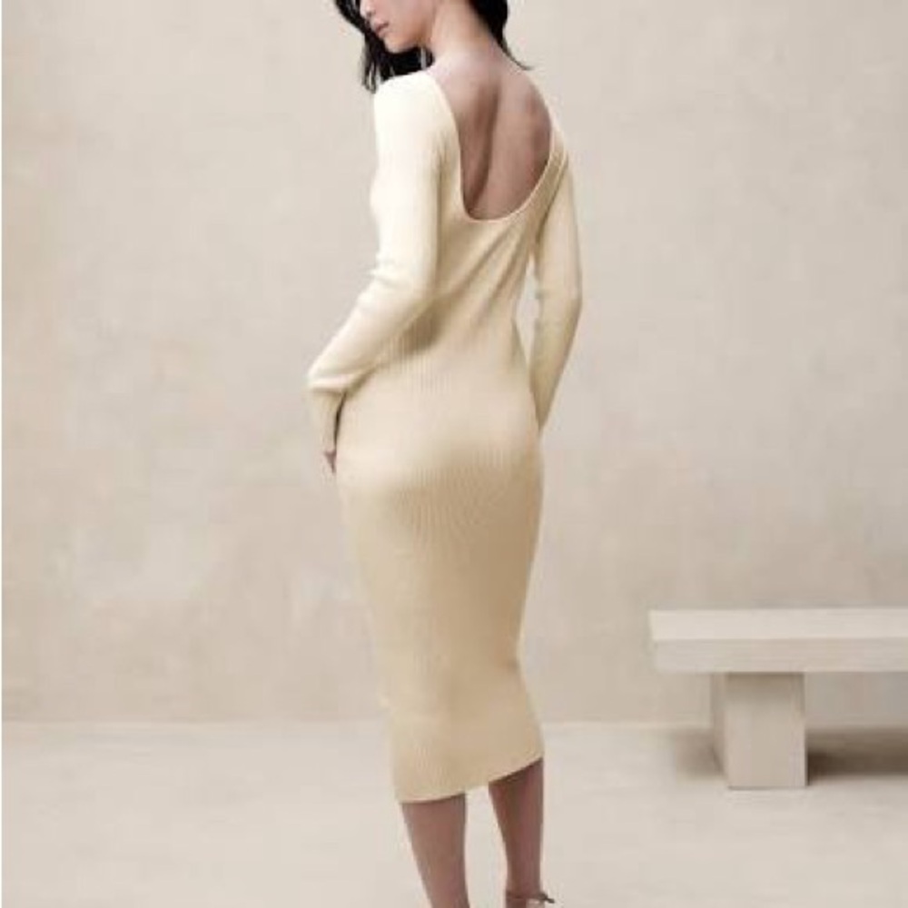 Banana Republic Low Back Cream Sweater Dress